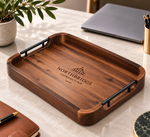 Personalized engraved wood serving tray
