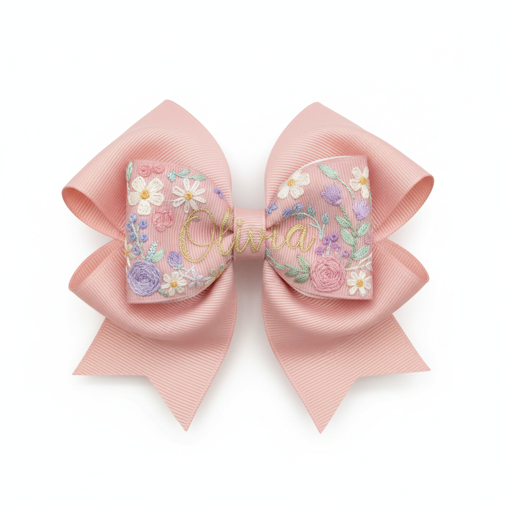 Embroidered Hair Bow