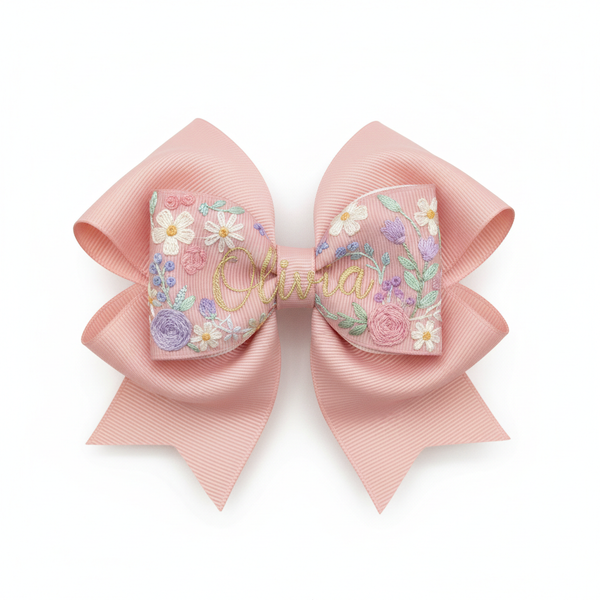 Embroidered Hair Bow