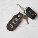 Leather Keychain - Marble Flat Lay