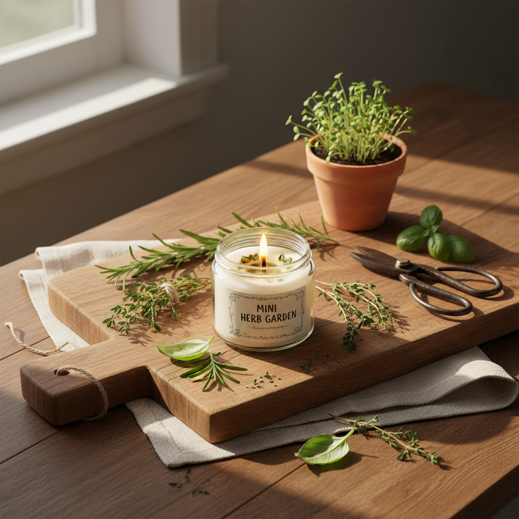 Mini Rustic Herb Garden Candle - Lifestyle