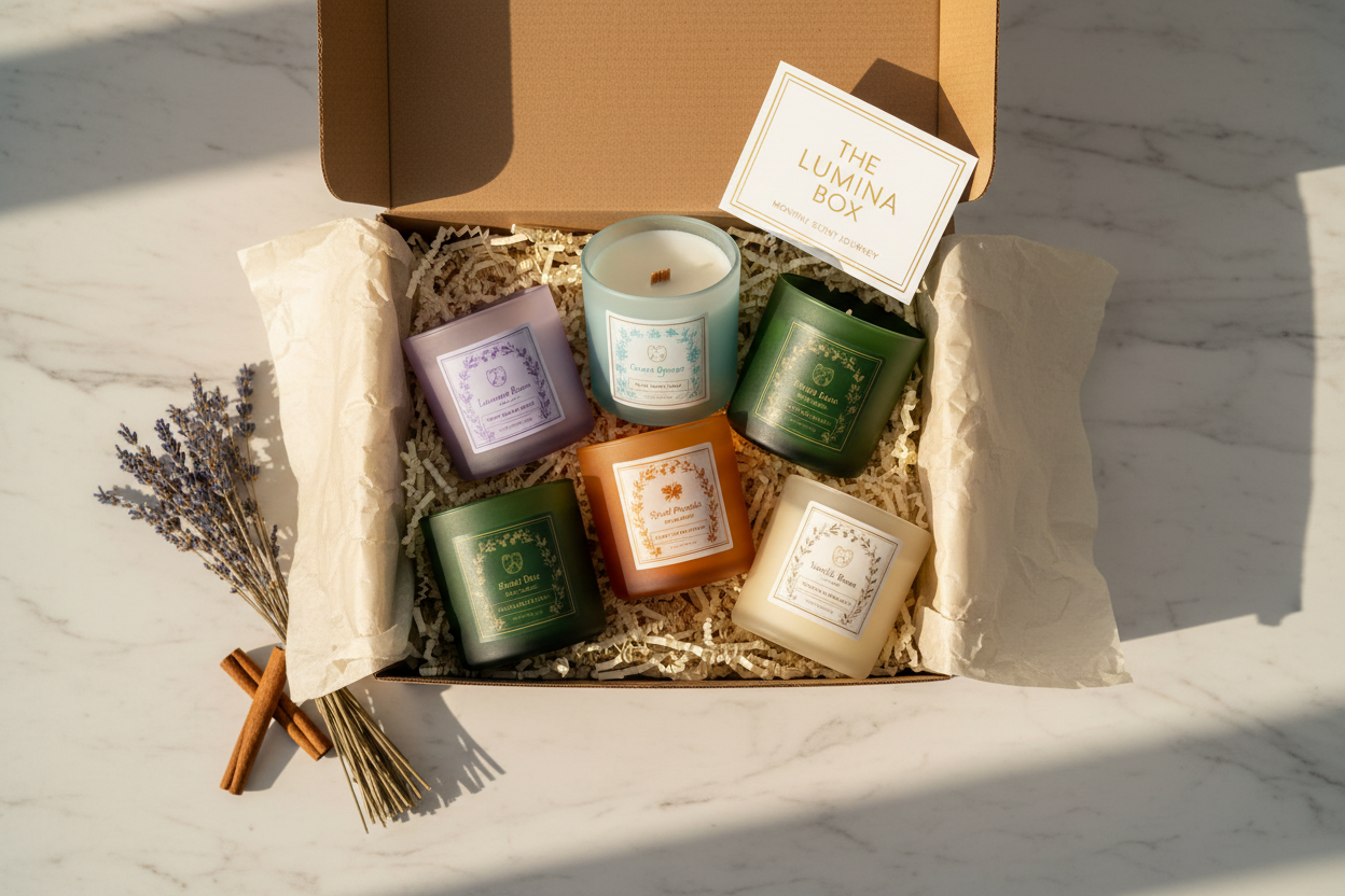 Monthly Glow Box - Five Candles Flat Lay