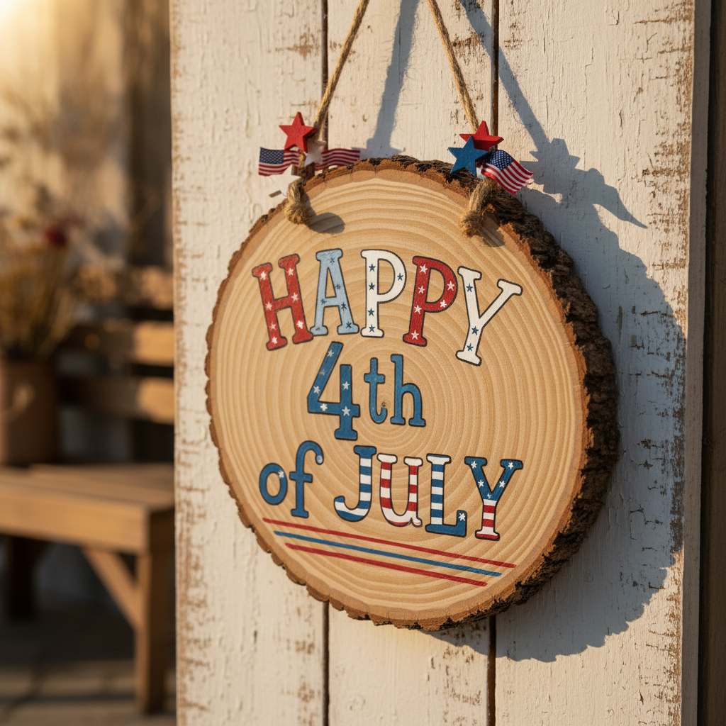 Patriotic Wood Slice Sign