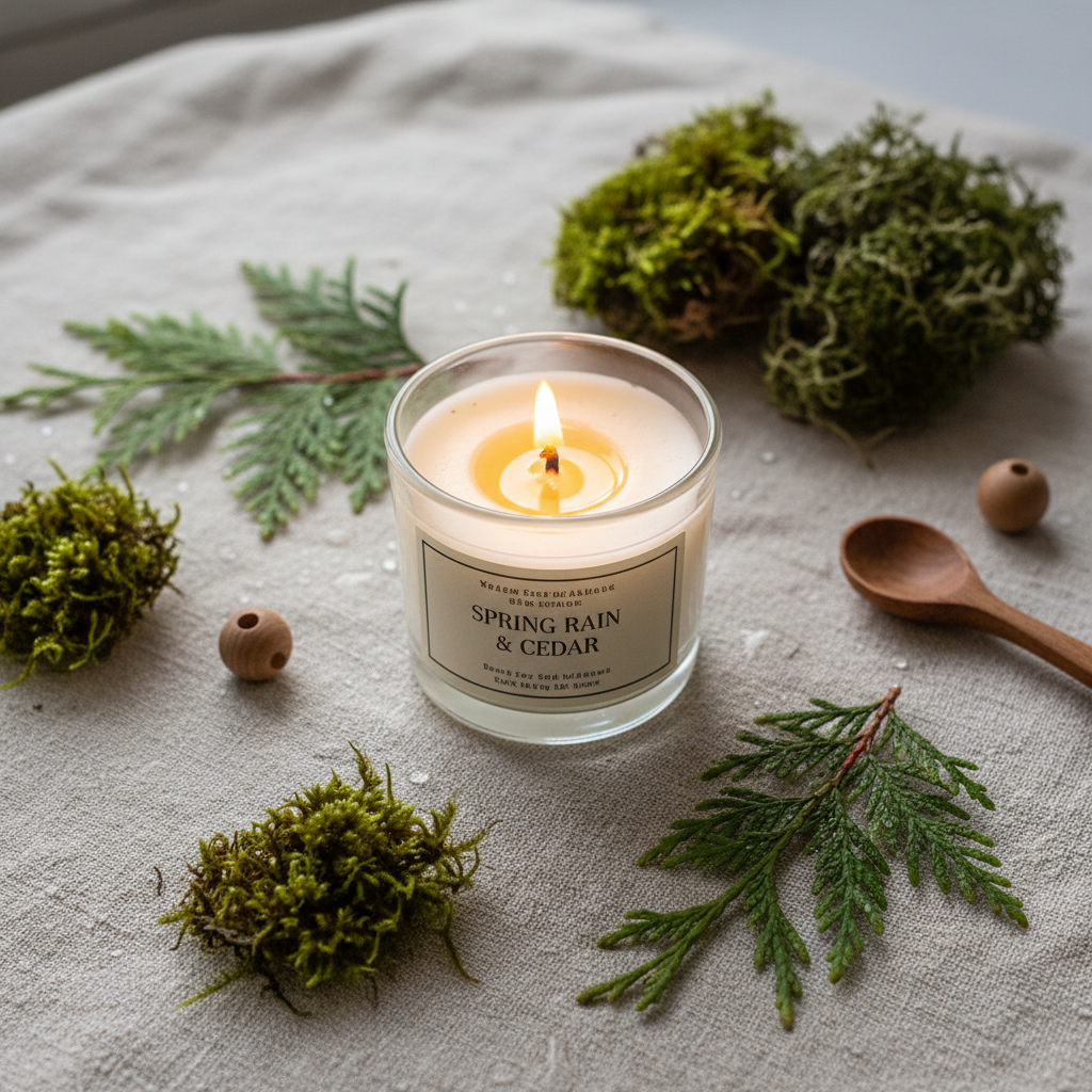 Sample Spring Rain Cedar Candle - Lifestyle