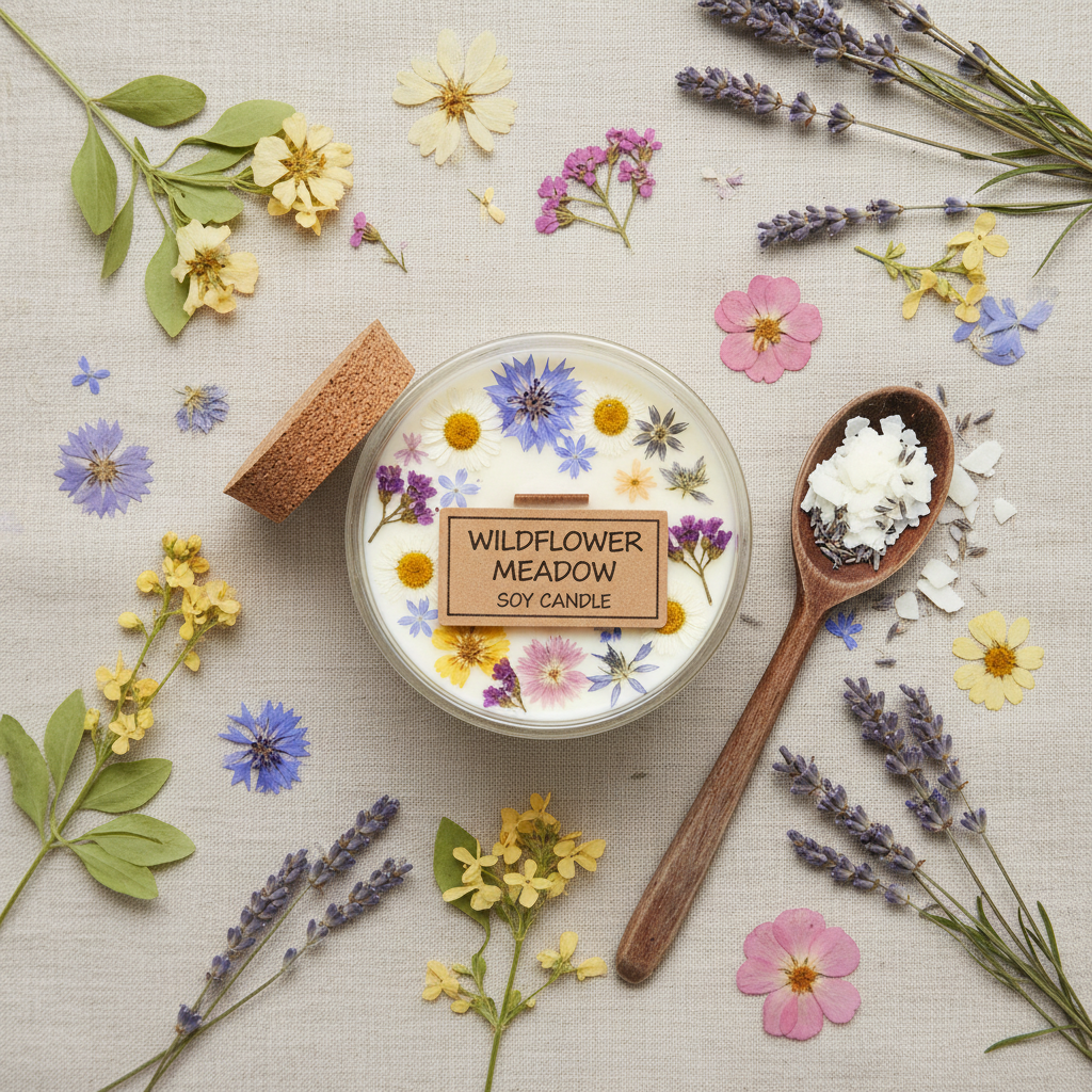 Wildflower Meadow Soy Candle - Flatlay
